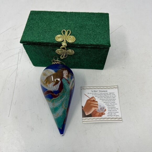Li Bien 2012 Angel Ornament Pier 1 Imports Hand Painted Inside Art Glass w/ Box - Picture 1 of 8